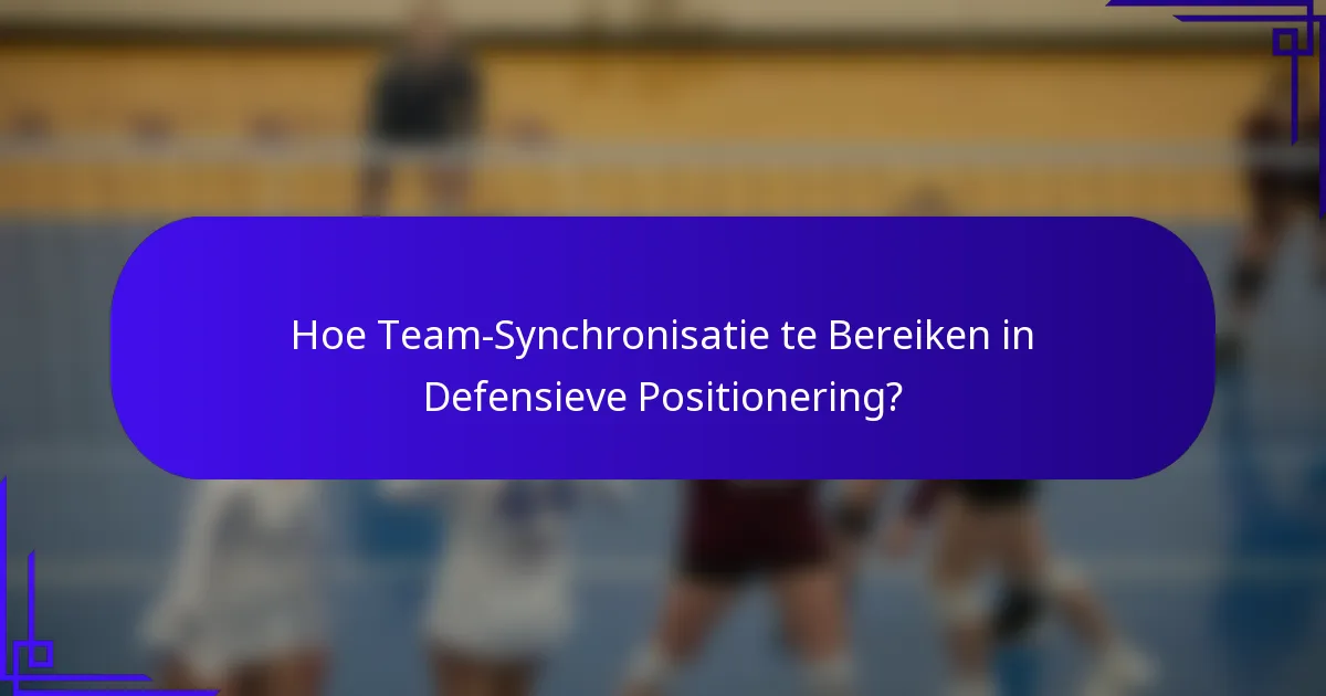 Hoe Team-Synchronisatie te Bereiken in Defensieve Positionering?